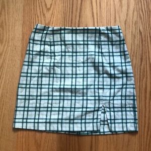 Green and white plaid skirt